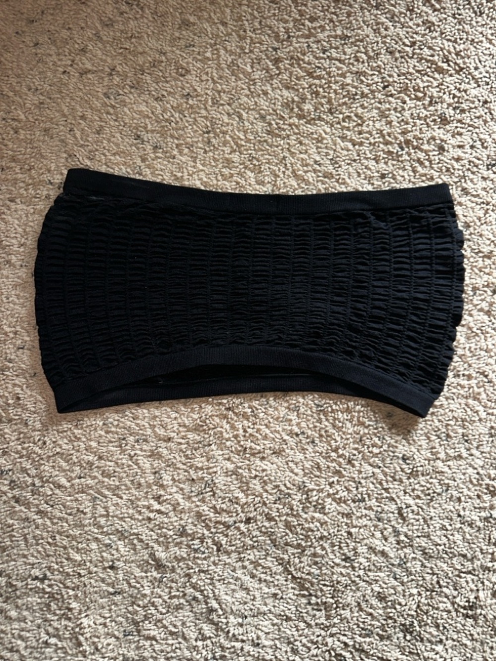 Black Smocked Bandeau Tube Top